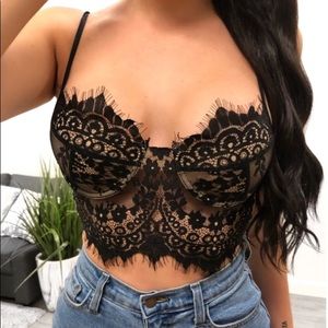 Lace Top(Black/Nude)